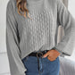 NotSoBasic Cable-Knit Round Neck Long Sleeve Sweater