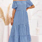 Plaid Off-Shoulder Tiered Midi Dress