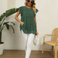 Full Size Swiss Dot Round Neck Tiered Blouse
