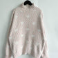 Heart Heathered Turtleneck Drop Shoulder Sweater