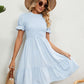 Women's Full Size Smocked Flounce Sleeve Ruffle Hem Dress