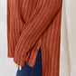 Basic Bae Full Size Ribbed Half Button Long Sleeve High-Low T-Shirt
