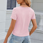 Eyelet Ruched Round Neck Short Sleeve T-Shirt