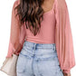 Polka Dot Square Neck Lantern Sleeve Blouse