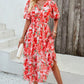 Larissa Bea Smocked Printed V-Neck Short Sleeve Dress