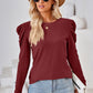 Round Neck Puff Sleeve Blouse