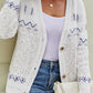 SavannahTree Printed V-Neck Buttoned Cardigan