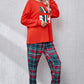 ALL IS BRIGHT Round Neck Top and Plaid Pants Lounge Set