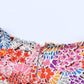 Full Size Floral Short Flounce Sleeve Blouse