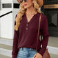 Full Size V-Neck Long Sleeve Blouse