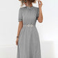 Printed Mock Neck Flounce Sleeve Dress