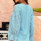Crochet Flounce Sleeve Button Up Blouse