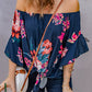 Full Size Printed Off-Shoulder Flounce Sleeve Top