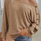 Boat Neck Buttoned Long Sleeve T-Shirt