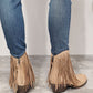 Legend Women's Fringe Cowboy Western Tan Ankle Boots