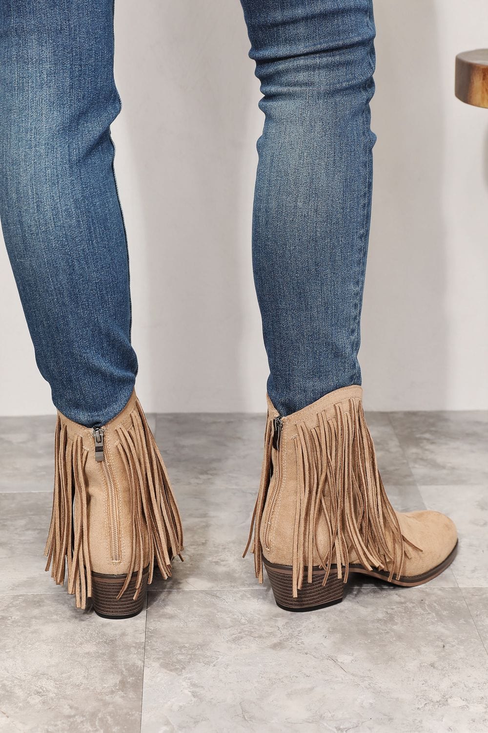 Legend Women's Fringe Cowboy Western Tan Ankle Boots *