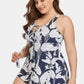 Plus Size Botanical Print Lace-Up Two-Piece Swim Set