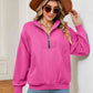 Full Size Half-Zip Dropped Shoulder Sweatshirt