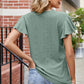 Eyelet V-Neck Flutter Sleeve T-Shirt