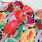 SO CHIC Multicolored Flutter Sleeve Mock Neck Blouse