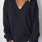 V-Neck Dropped Shoulder Sweater