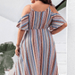 Penelope Plus Size Striped Cold-Shoulder Dress