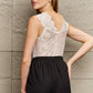 White Lace Detail Plunge Neck Sleeveless Bodysuit
