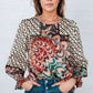 Full Size Printed Flounce Sleeve Blouse