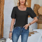 Eyelet Asymmetrical Neck Short Sleeve T-Shirt