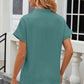 Notched Short Sleeve Blouse