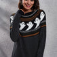 Full Size Ghost Pattern Round Neck Long Sleeve Sweater