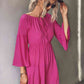 Tie Neck Flare Sleeve Mini Dress