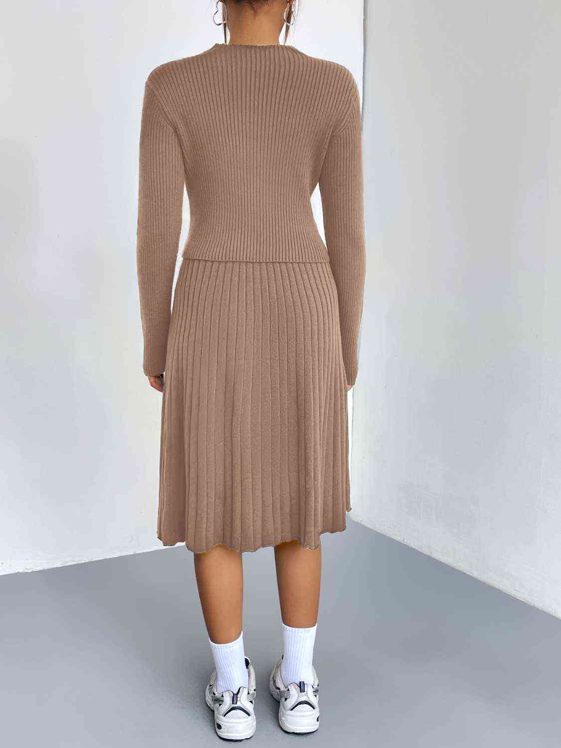 CozyWonders Rib-Knit Sweater and Skirt Set