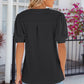 Eyelet Notched Puff Sleeve T-Shirt