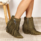 Legend Women's Tassel Wedge Heel Olive Ankle Boots