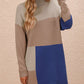 TrendSetEE Color Block Mock Neck Dropped Shoulder Sweater Dress
