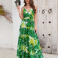 Printed Surplice Spaghetti Strap Dress