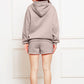 Drop Shoulder Long Sleeve Hoodie and Shorts Set