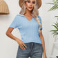 Cable-Knit Johnny Collar Short Sleeve Knit Top