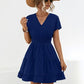 Ruffled Smocked V-Neck Tiered Dress