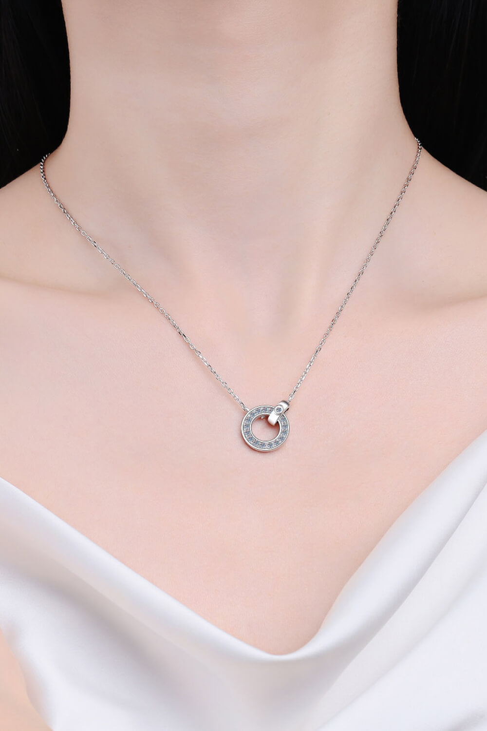 Women's Moissanite Pendant Rhodium-Plated Necklace