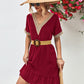 Contrast V-Neck Short Sleeve Mini Dress