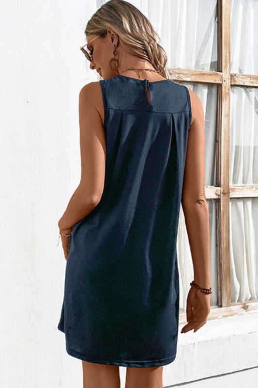 Women's Round Neck Sleeveless Mini Dress