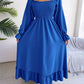 Smocked Square Neck Flounce Sleeve Dress