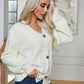 White Button Up V-Neck Long Sleeve Cardigan