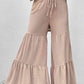 BustingWithBeauty Drawstring Waist Tiered Dust Storm Brown Flare Culottes