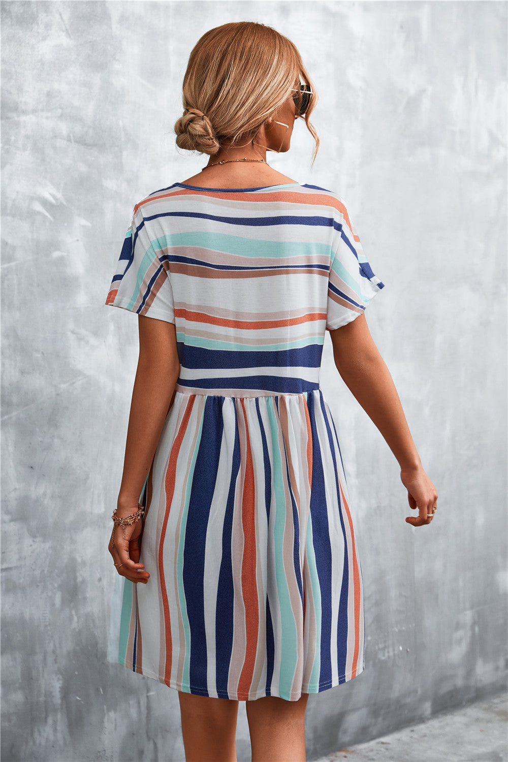 Women's Striped Round Neck Dress