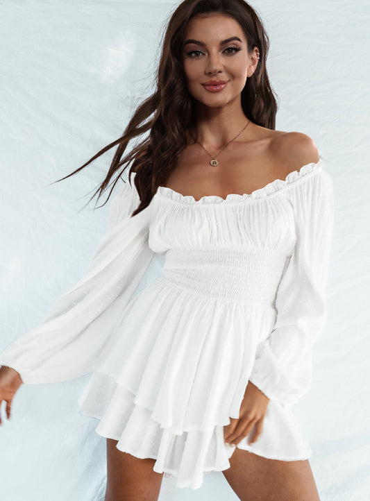 Alora Annie Off Shoulder Smocked Waist Romper