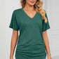 Ruched V-Neck Short Sleeve T-Shirt