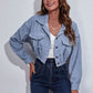 Collared Neck Dropped Shoulder Buttoned Jacket